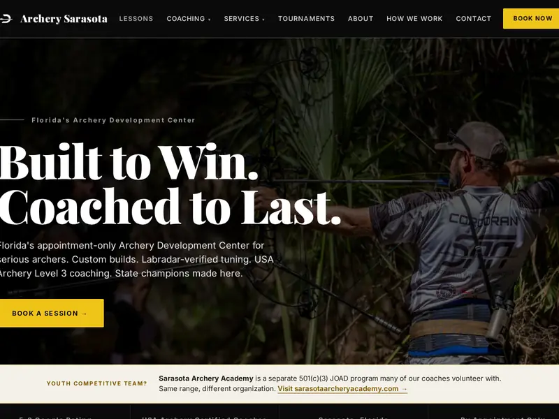 Archery Sarasota website screenshot