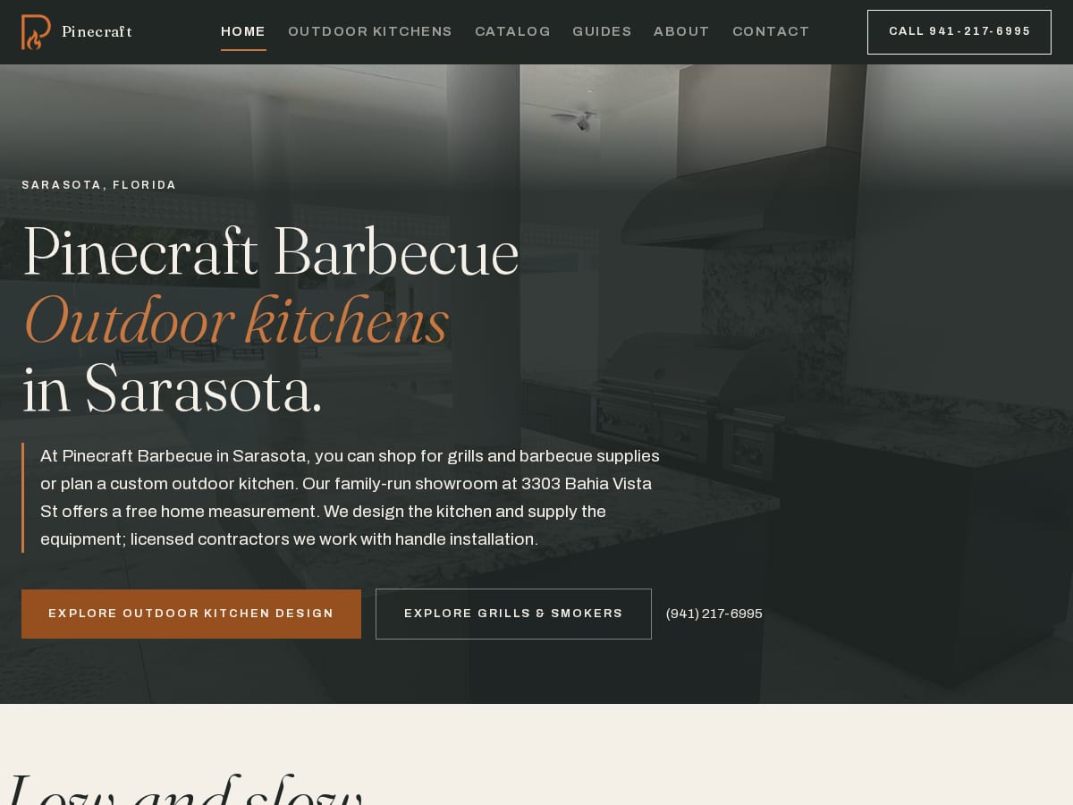 Pinecraft Barbecue website screenshot
