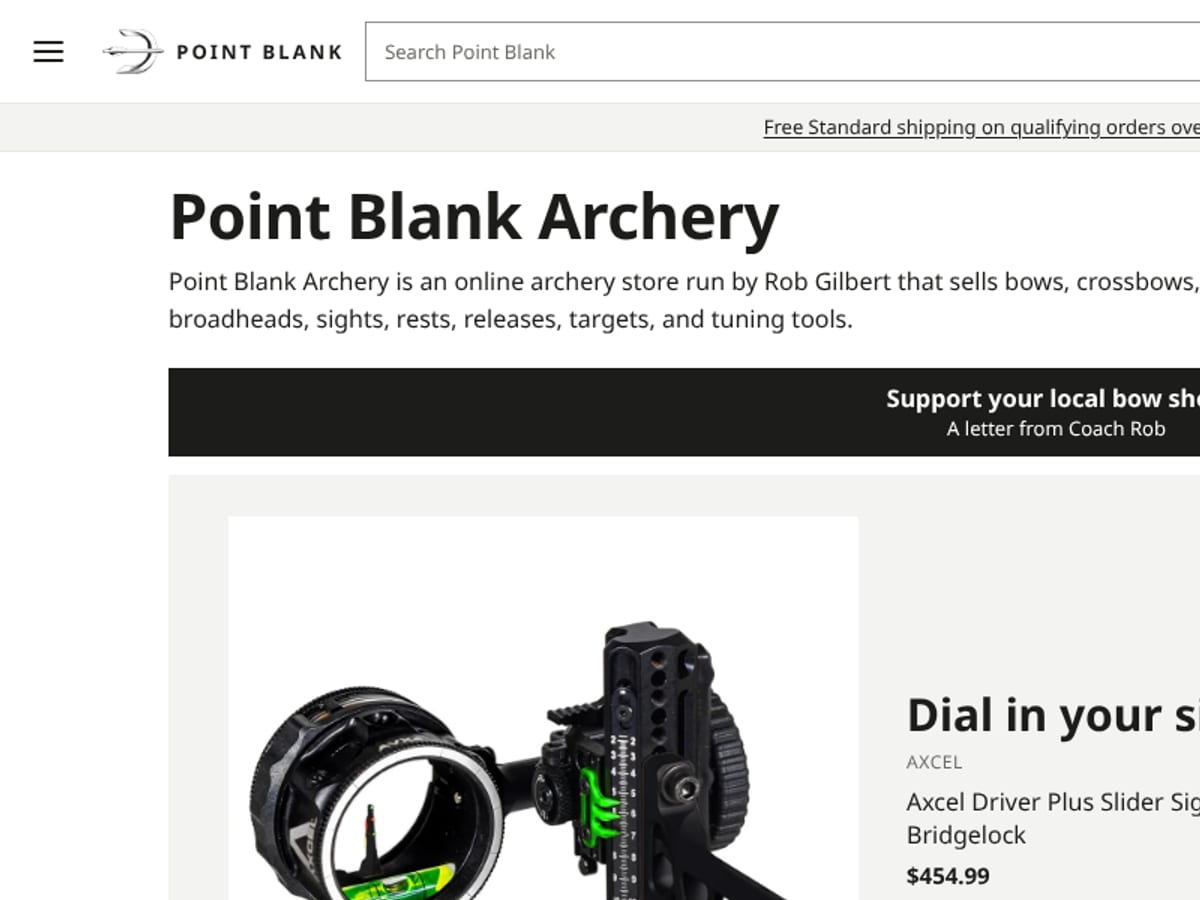 Point Blank Archery website screenshot